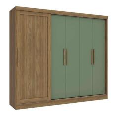Imagem de Guarda-Roupa Casal Tormaline 5 PT 4 GV Nogueira e Verde Oliva - Kappes