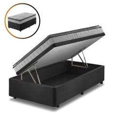 Imagem de Cama Box Baú Solteiro Preto + Colchão Ortopedico Espuma 88cm