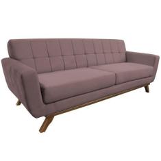 Imagem de Sofá 03 Lugares 210cm Miami Base Madeira Veludo Rosê - Nexta Casa