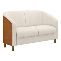 Imagem de Sofá 2 Lugares 120cm Dolar PU Caramelo  Bouclé Suave Off White - Salla