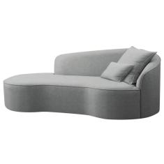 Imagem de Divã Recamier Curvo Sala De Estar Recepção Inglaterra 180cm Lado Esquerdo Bouclé Adj Decor Cinza