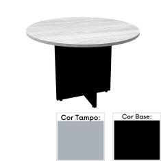 Imagem de Mesa de Reunião Redonda 110 x 110 cm Pé Painel PE25 em MDP Cinza com Base Preta