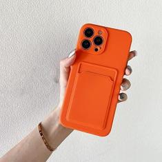 Imagem de Capa de telefone de silicone macio para iPhone 14 11 12 13 Pro Max XR X XS Max 6 6S 7 8 Plus SE 2020 12 Mini 13Pro Capa para porta-cartão carteira, laranja, para iphone 14 Pro
