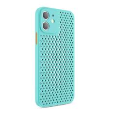 Imagem de Para iPhone 13 12 Mini 11 Pro Max X XR 8 7 6 6s Plus Malha respirável capa de telefone com furo oco e resfriamento capa macia anti-impressão digital, azul, para iphone XS Max