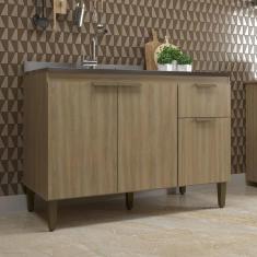 Imagem de Balcão de Cozinha para Pia 120 Cm Alana 3 Portas 1 Gaveta Dourado - Jcarvalho