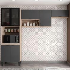 Imagem de Cozinha Compacta Firenze 7 Portas Avena Touch/Grafito - Demóbile