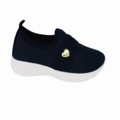 Imagem de Tênis Feminino Infantil Calce Fácil com Elástico e Pingente Coração Lindo Confortável-Unissex