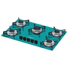 Imagem de Fogão Cooktop Chamalux 5 Bocas Ultra Chama Verde Água 110/220 Trempe d