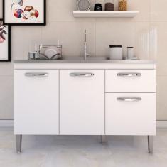 Imagem de Balcão de Cozinha para Pia Vieira 3 Portas 1 Gaveta Branco - Pnr Móveis