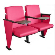 Imagem de 02 Cadeiras Para Auditório Com Prancheta Linha Viena Auditório Rosa