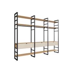 Imagem de Guarda-Roupa Closet Modulado Industrial Philly ii 3 gv Cedro e Off White 294 cm