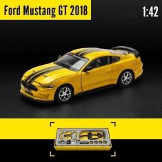 Imagem de Carrinho Ford Mustang Gt 2018 Miniatura Coleção 1:42 Amarelo