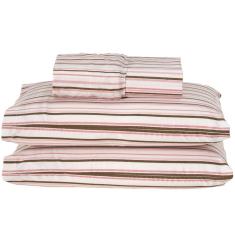 Imagem de Jogo Cama Lençol King 180 Fios 3pçs Listras Rosê