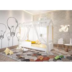 Imagem de Cama montessoriana solteiro Casinha com voal - Casa e Bebê shop