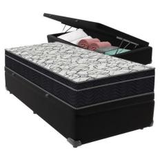 Imagem de Cama Box Baú Preto e Colchão Airtech 150 Espuma D45 Solteiro Ortobom