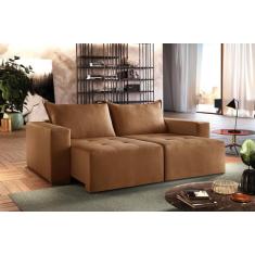 Imagem de Sofá Retrátil Urano Terracota 1,90cm Almofadas Soltas - ZARAT