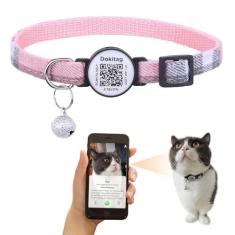 Imagem de Coleira de gato com etiqueta de identificação de animal de estimação, etiqueta de código QR, coleira personalizada para gatos, coleira de gatinho fofo com sinos, leitura de perfil on-line para animais