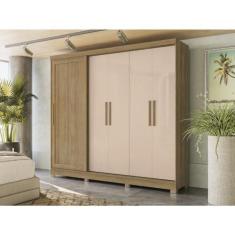 Imagem de Roupeiro Mdp 5 Portas e 4 Gavetas com Pés Nogueira/macadamia