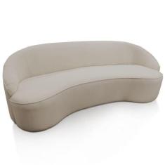 Imagem de Sofá Curvo Montserrat 180cm 03 Lugares Linho Sintético Areia - Nexta C