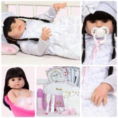 Imagem de Boneca Reborn Realista Menina 46cm Com Itens Envio Imediato - Cegonha