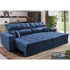 Imagem de Sofá Retrátil e Reclinável 2,72m Luxos Cama Inbox Velusoft Azul