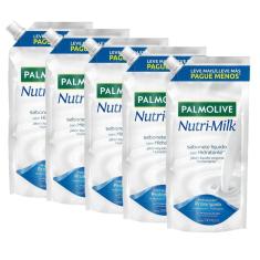 Imagem de Kit 5 Sabonetes Líquido Palmolive Nutri-Milk Hidratante Refil 500Ml