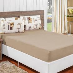 Imagem de Jogo De Lençol Queen 3 Peças 100% Algodão Malha Fio Penteado Quality