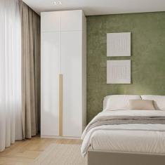 Imagem de Guarda-roupa Modular 80cm com Portas e Prateleiras Jade Cabecasa Madeiramadeira Branco Fosco