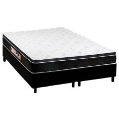 Imagem de Cama Box Queen: Colchão Espuma D45 Castor Black e White Air + Base CRC Courano Black(158x198)