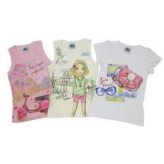 Imagem de Blusa Feminina Infantil Kit Com 3 Unidades , Creme E 
