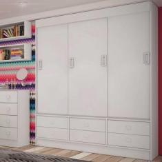 Imagem de Guarda-Roupa Solteiro 3 Portas de Correr 6 Gavetas