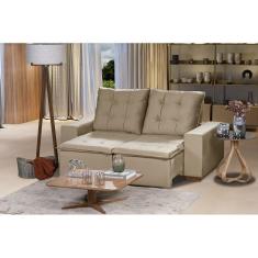 Imagem de Sofá 3 Lugares 1.90 Mt Com Molas Retrátil E Reclinável Bege