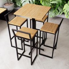 Imagem de Conjunto Mesa Alta Bar Bistr  Quadrada 4 Banquetas Confort Pi