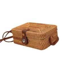 Imagem de Bolsa De Bambu Retangular Feminina Alça Fixa Forrada Verão - Shopmix