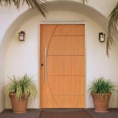 Imagem de Porta Pivotante Belíssima 6 Padrão Imbuia Batente 14 Puxador Tubo 60cm 102 X 210 Direito Natural