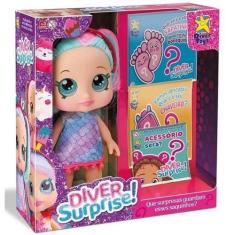Imagem de Boneca Diver Surprise Dolls Cabelo Rosa/Verde Divertoys 8171