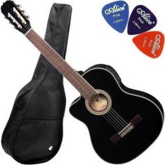 Imagem de Kit Violão Eagle Canhoto Eletroacústico Nylon Ch800 Bk Lh