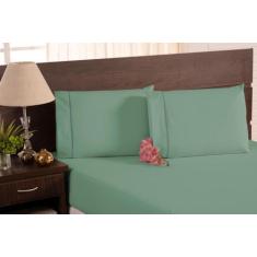 Imagem de Jogo De Cama King Size 100% Algodão 200 Fios Verde 3 Peças - Beatriz E