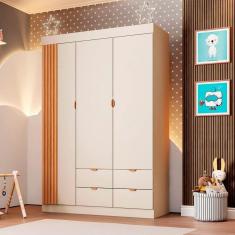 Imagem de Guarda-roupa Infantil Ayla 3 Portas 4 Gavetas 100% Mdf Off White