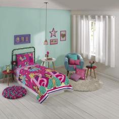 Imagem de Jogo de Cama Lepper Solteiro Microfibra Estampado Barbie Reinos Mágicos 03 Pçs Rosa
