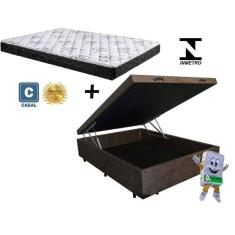 Imagem de Cama Baú Casal Marrom Suede + Colchão Espuma D33 138x188x8