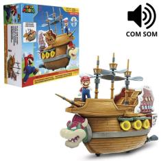 Imagem de Navio Voador Com Som E Bonecos Playset Super Mario Brinquedo Infantil Candide