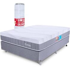 Imagem de Cama Box com Colchão Casal Molas Ensacadas e Pillow Top de Espuma Viscoelástica a Vácuo Infinity Premium 138x188cm - BF Colchões