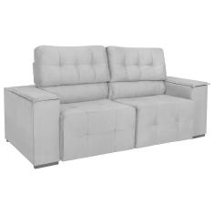 Imagem de Sofá Cama Retrátil Sala Vicenza 210cm Bouclé Cinza