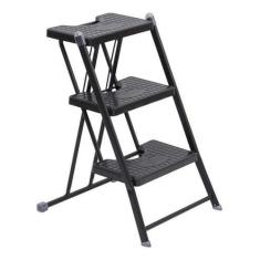 Imagem de Banqueta Escada De Aço Dobrável Suporta 120 Kg - Preto - Anodilar