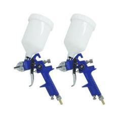 Imagem de Kit 2 Pistola Pintura Gravidade Profissional HVLP Bico 1,4mm Caneca 600ml Importway IWPPHVLP-1B Azul