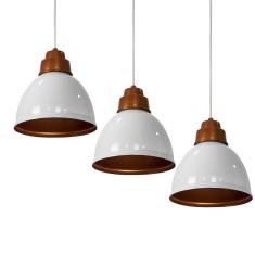 Imagem de Kit 3 Lustres Pendentes Karina De Alumínio  c/ Cobre