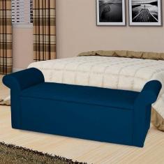 Imagem de Recamier Baú Viena Queen 160 Cm Suede Azul Marinho - MV Estofados