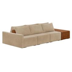 Imagem de Sofá Ilha 3 Lugares Living 342cm Modulado para Sala Lary Veludo Bege K