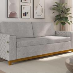 Imagem de Sofá Living Vintage 3 Lugares 225cm em Linho Áspen Arte Cúbica Estofados